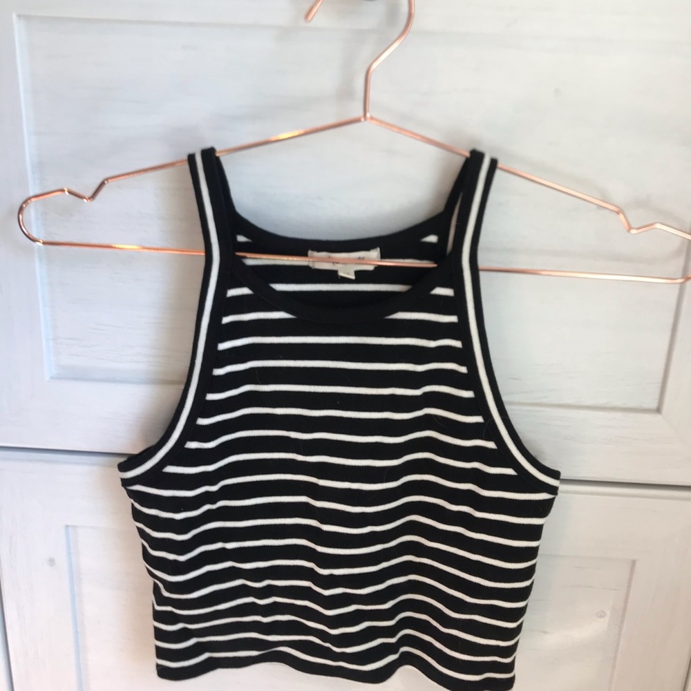 Madewell High neck stripe crop top - never worn!